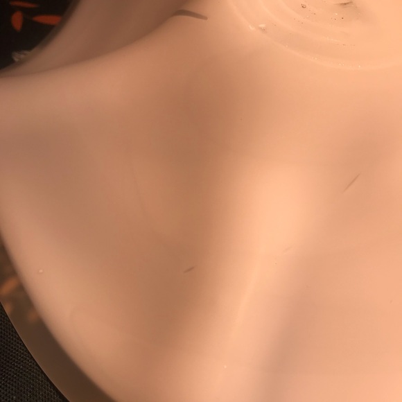 WHITE MATE GLASS WAVY VASE BOWL Plate Vase Flower Shaped 9.5”  MILKY VINTAGE? - Picture 7 of 16